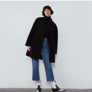Zara black teddy coat
